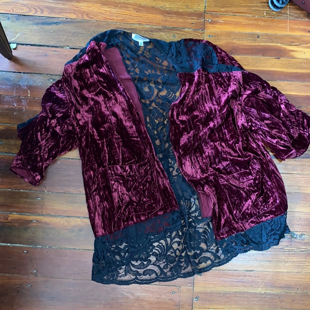Wine red velvet duster